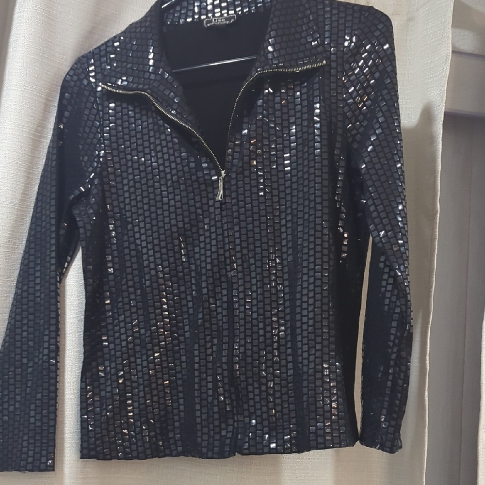 Black Beaded, Squares, Women's Top